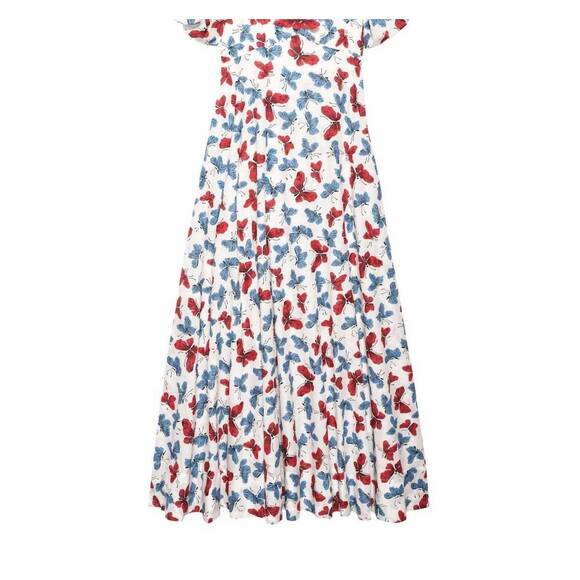 NEW THE GREAT. opal butterfly maxi dress in blue multi - Picture 3 of 3